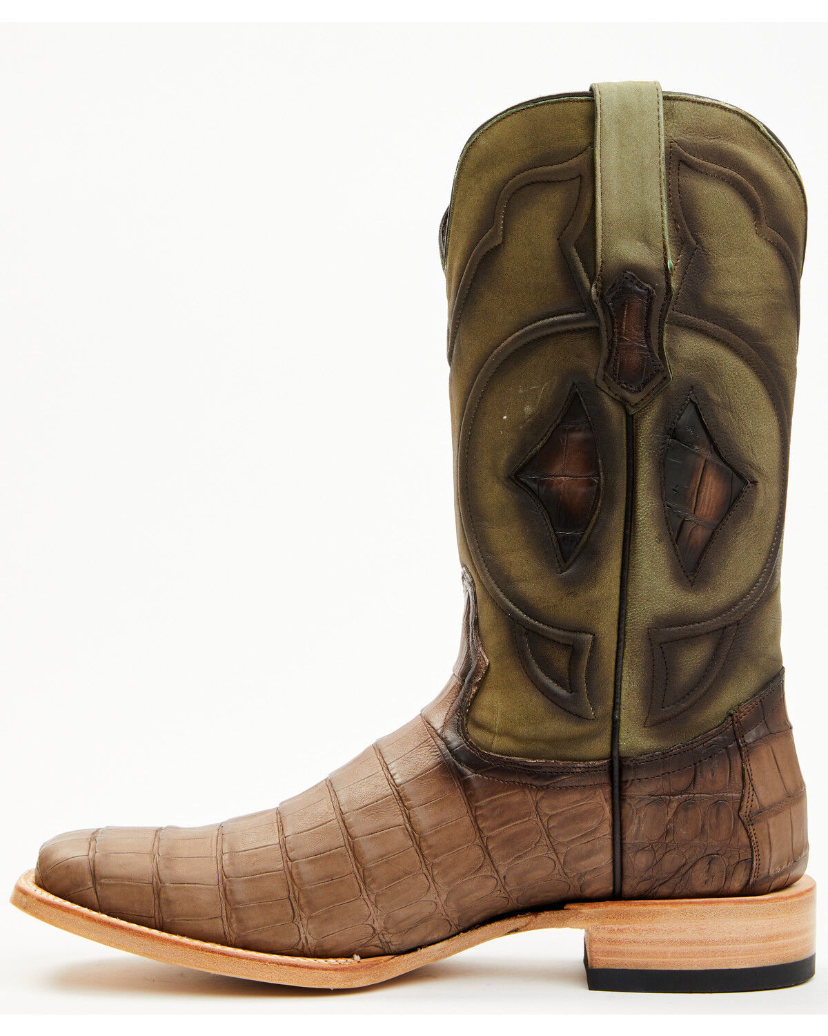 Image #3 - Tanner Mark Men's Exotic Caiman Tall Western Boots - Broad Square Toe, Brown, hi-res