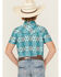 Image #4 - Rock & Roll Denim Boys' Southwestern Print Short Sleeve Snap Western Shirt, Teal, hi-res