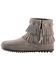 Image #4 - Minnetonka Double Fringe Side Zip Moccasin, Grey, hi-res