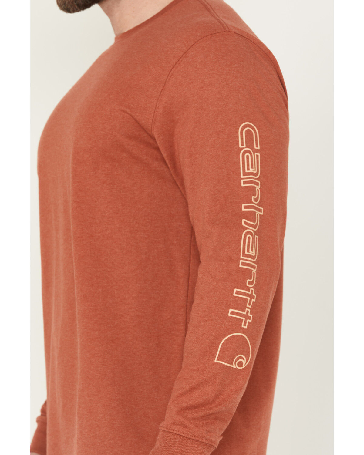 Image #3 - Carhartt Men's Logo Loose Fit Heavyweight Long Sleeve Graphic T-Shirt, Red, hi-res