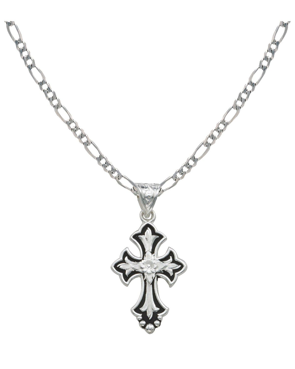 Image #1 - Montana Silversmiths Women's Silver & Black Filigree Cross Necklace, Silver, hi-res