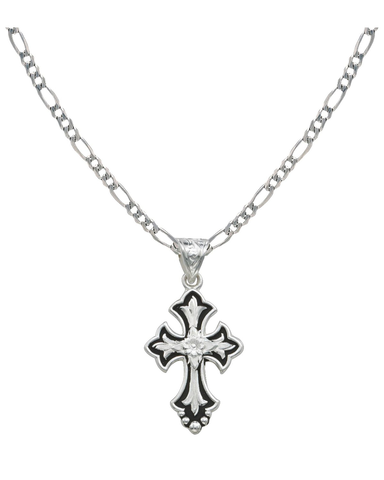 Image #1 - Montana Silversmiths Women's Silver & Black Filigree Cross Necklace, Silver, hi-res