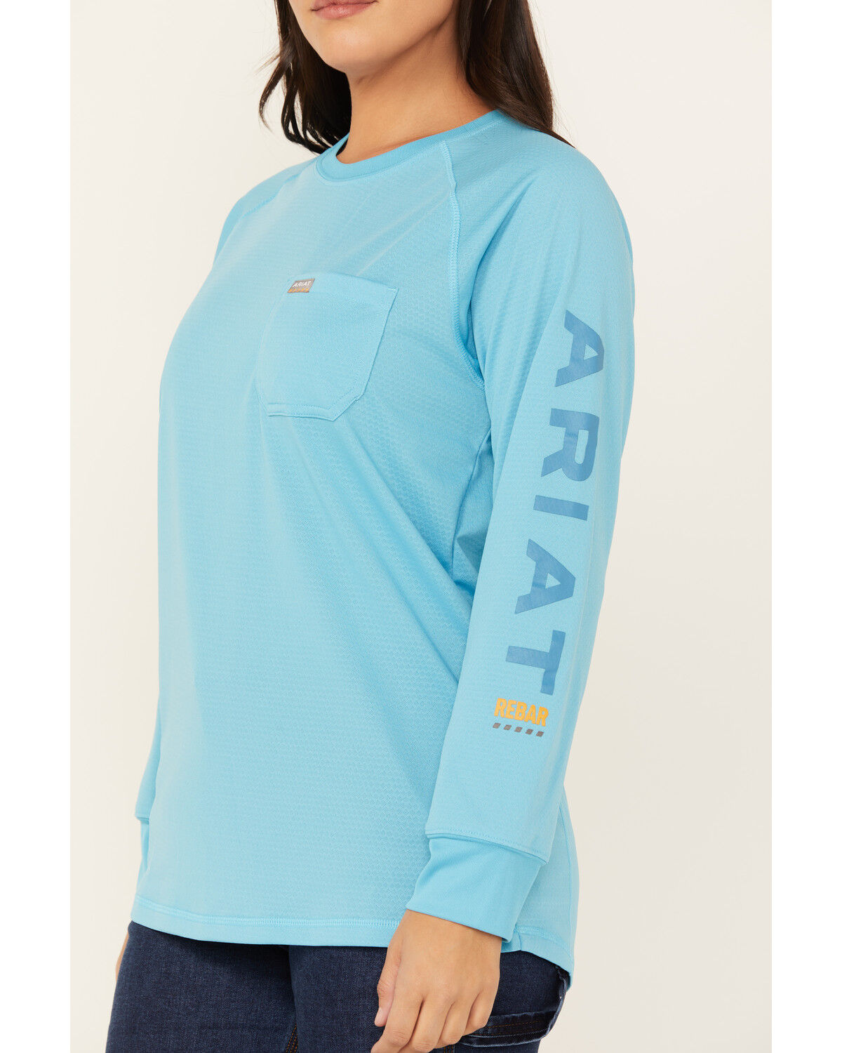 Image #3 - Ariat Women's Rebar Heat Fighter Long Sleeve Work Shirt, Blue, hi-res