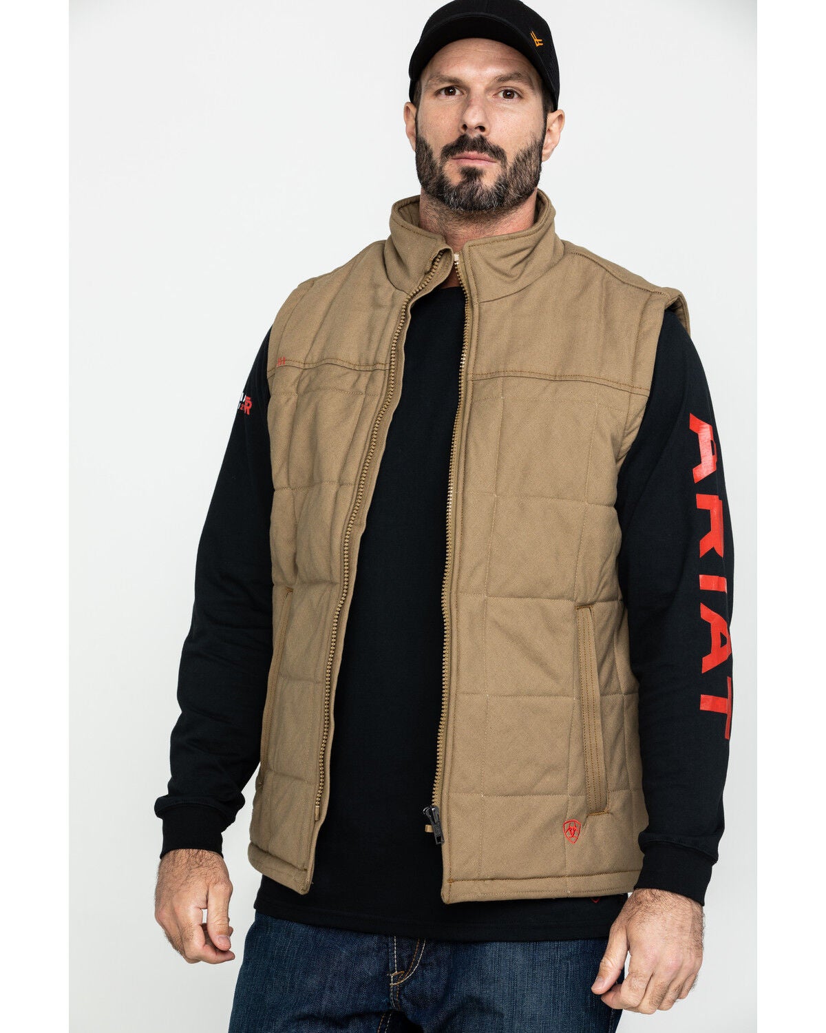 Image #1 - Ariat Men's FR Crius Insulated Work Vest - Big, Beige/khaki, hi-res