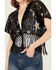 Image #2 - Rock & Roll Denim Women's Star Sequins Fringe Bolero, Black, hi-res