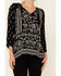 Image #3 - Bila Women's Delaney Two-Tone Print 3/4 Sleeve Peasant Top, Black, hi-res
