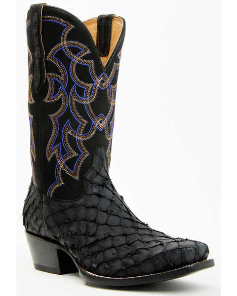 Cody James Men's Exotic Pirarucu Western Boots - Square Toe , Black, hi-res