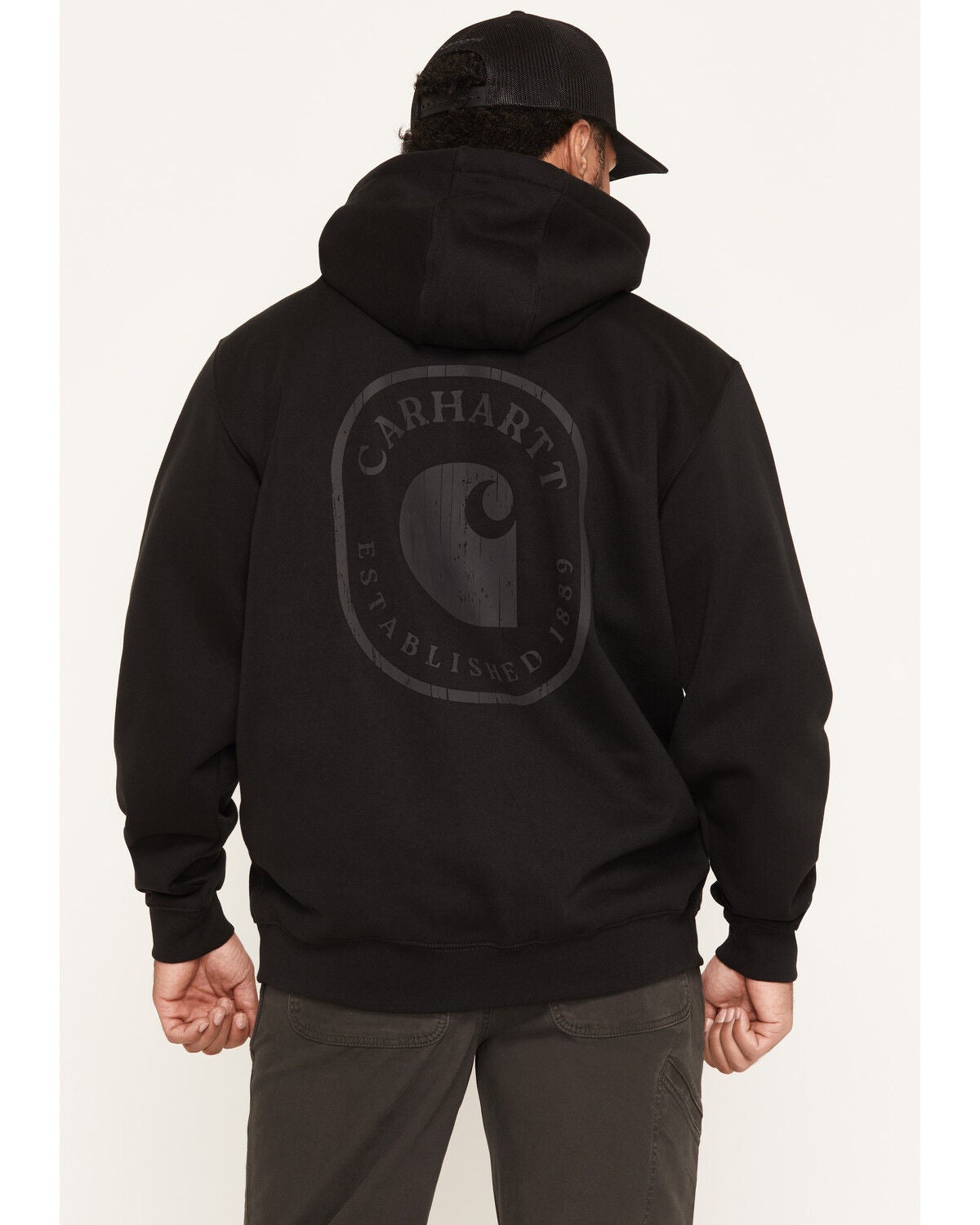 Image #1 - Carhartt Men's Paxton Rain Defender&trade; Graphic Hooded Sweatshirt, Black, hi-res