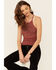 Rock & Roll Denim Women's Rust Studded Ribbed Tank Top , Rust Copper, hi-res