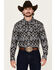 Image #1 - Rock & Roll Denim Men's Tek Southwestern Print Long Sleeve Pearl Snap Western Shirt, Black, hi-res