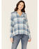 Image #1 - North River Women's Crinkle Ryn Plaid Shirt, Blue, hi-res