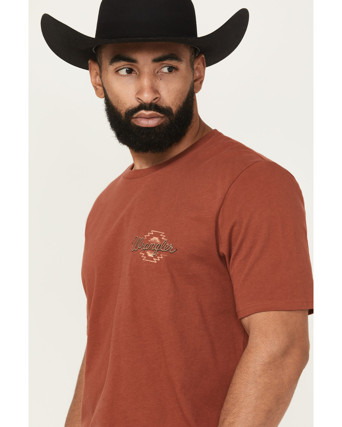 Image #3 - Wrangler Men's Boot Barn Exclusive Bucking Bronco Short Sleeve Graphic Tee, Rust Copper, hi-res