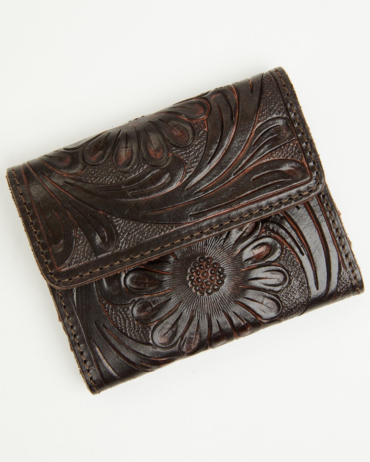 Image #1 - Shyanne Women's Briarwood Tooled Trifold Credit Card Wallet, Brown, hi-res