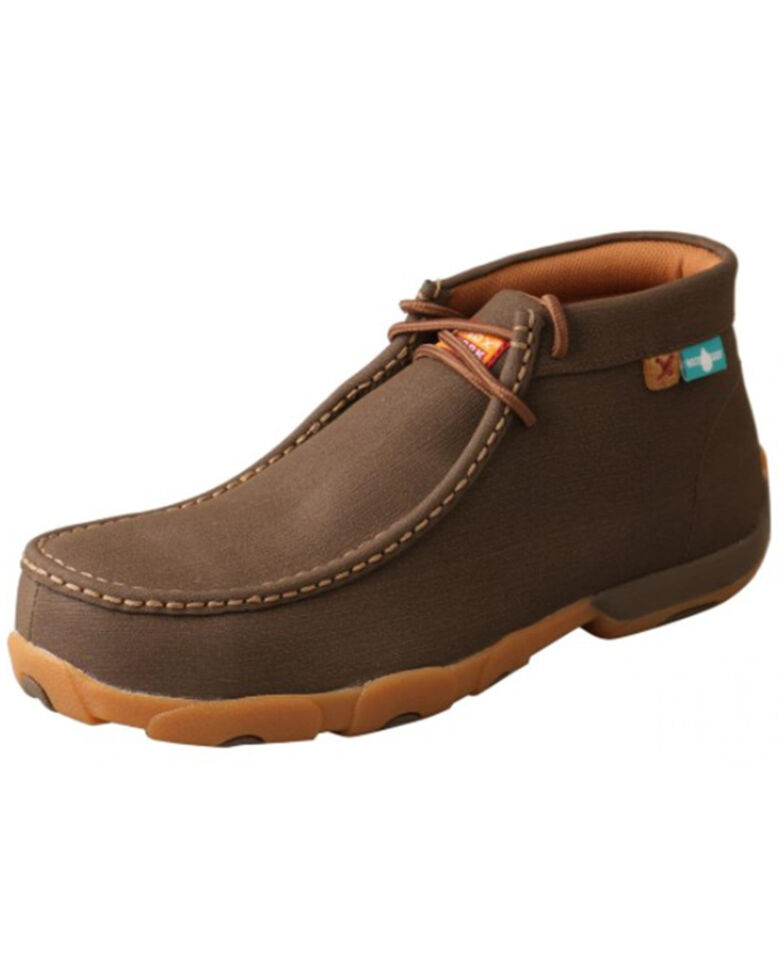 Twisted X Men's Chocolate Brown Nano Waterproof Work Chukka Driving Moc - Safety Toe , Chocolate, hi-res