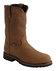 Justin Men's Drywall Waterproof Pull-On Work Boots - Steel Toe, Brown, hi-res