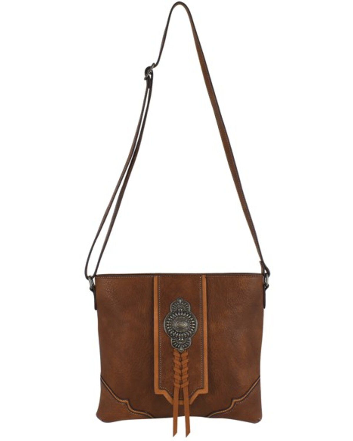 Image #1 - Justin Women's Concho Crossbody Bag, Brown, hi-res
