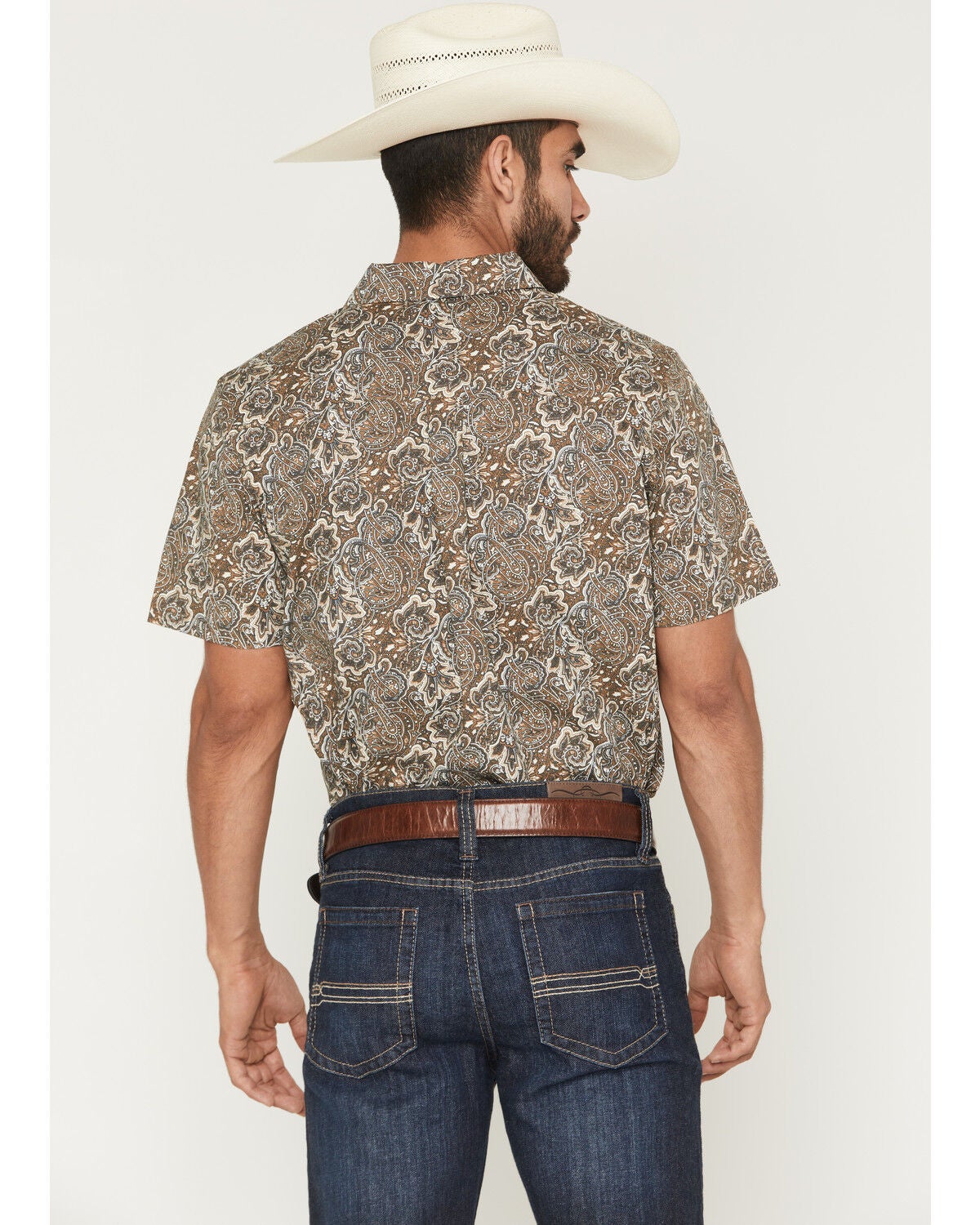 Image #4 - Cody James Men's Wells Floral Paisley Print Short Sleeve Button-Down Stretch Western Shirt - Big, Rust Copper, hi-res