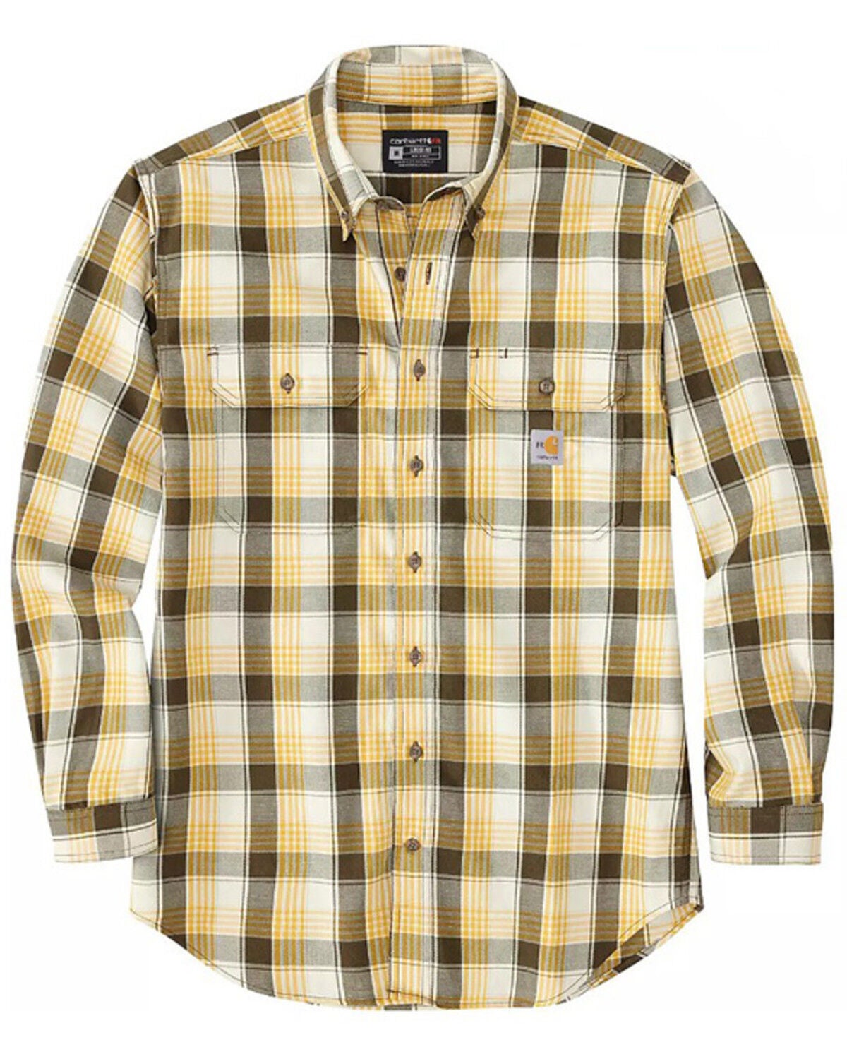 Carhartt Men's FR Rugged Flex&reg; Loose Fit Twill Plaid Print Long Sleeve Shirt, No Color, hi-res