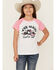 Image #1 - Rock & Roll Denim Girls' Yee Haw Short Sleeve Graphic Tee, Pink, hi-res