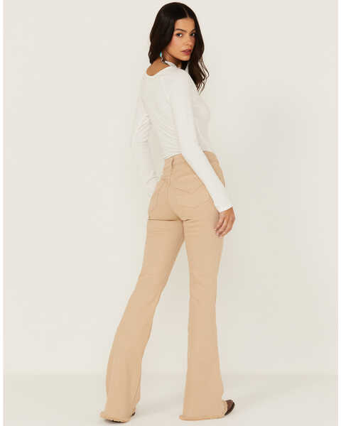 Image #3 - Idyllwind Women's High Risin' Irish Cream Wash Stretch Front Patch Pocket Flare Jeans, Sand, hi-res