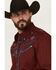 Image #2 - Rodeo Clothing Men's Embroidered Yoke Long Sleeve Snap Western Shirt, Burgundy, hi-res