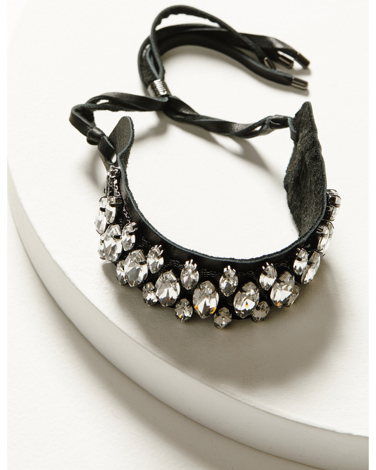 Image #1 - Wonderwest Women's Shimmer Leather Cuff, Black, hi-res
