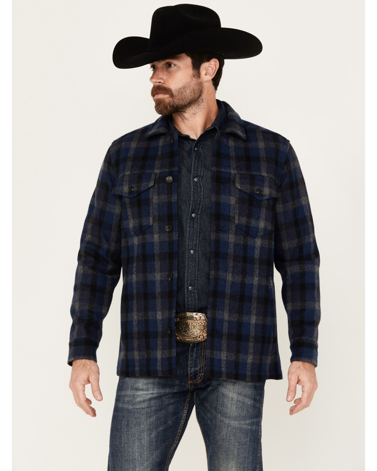 ジャケット・アウター 50s PENDLETON Ombre Check Shirt Jacket Pendleton Men's Lawson Ombre Plaid Print Long Sleeve Button-Down