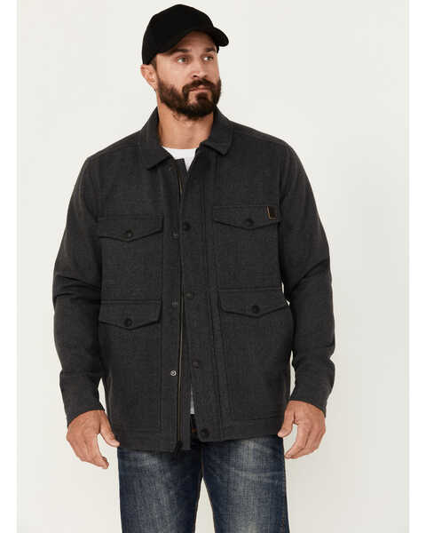 Brothers and Sons Men's Crockett Wool Flannel Lined Snap Jacket, Charcoal, hi-res