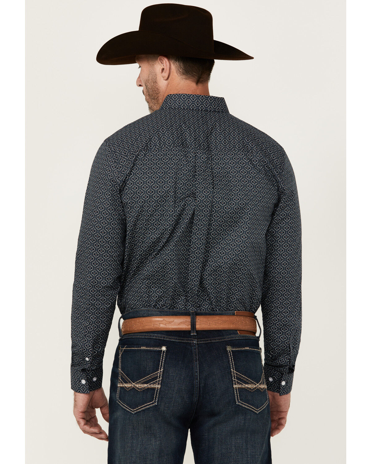 Image #4 - Cody James Men's Slingshot Geo Print Long Sleeve Button-Down Stretch Western Shirt, Navy, hi-res