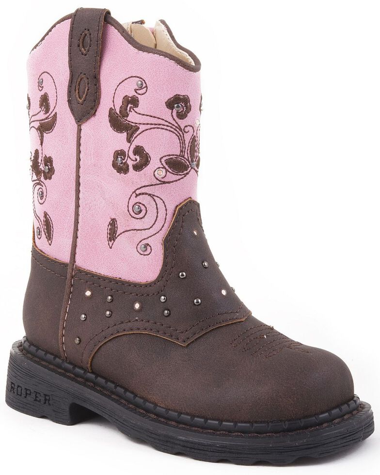 Roper Infant Girls' Light Up Western Boots, Brown, hi-res