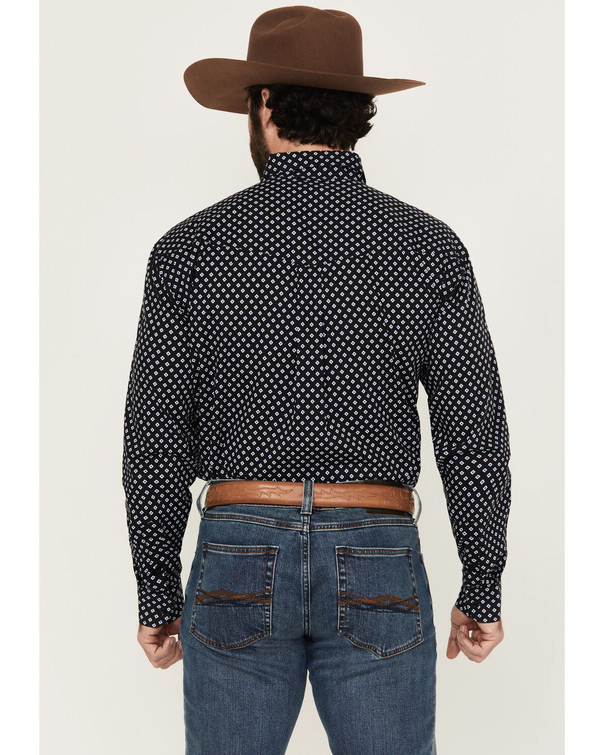 Image #4 - Roper Men's Amarillo Geo Print Long Sleeve Button-Down Western Shirt, Black, hi-res