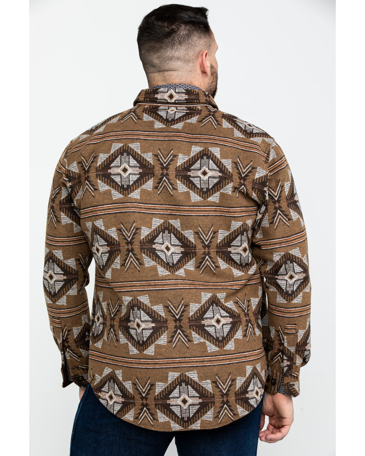 Image #2 - Powder River Outfitters Men's Southwestern Jacquard Shirt Jacket, Brown, hi-res