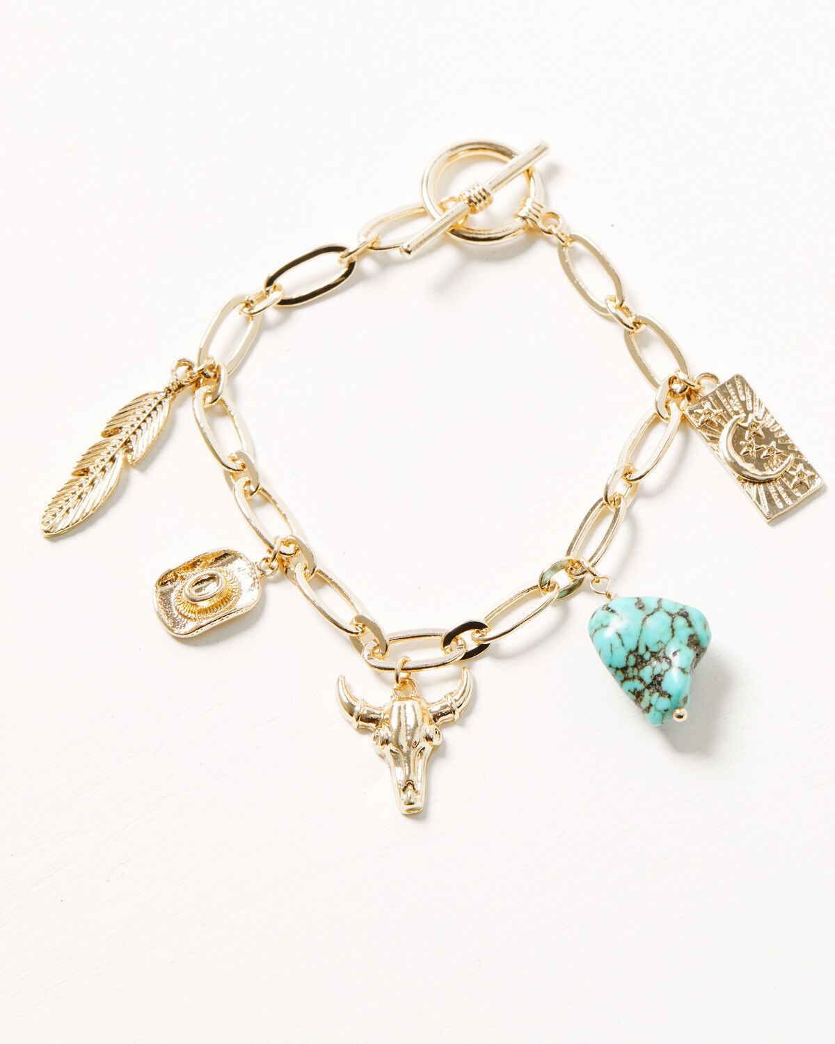 Image #1 - Shyanne Women's Golden Charm Bracelet, Gold, hi-res