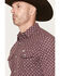 Image #2 - Ferrell Men's Sutton Tek Medallion Print Long Sleeve Pearl Snap Stretch Western Shirt, Burgundy, hi-res