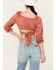 Image #4 - Beyond The Radar Women's Faux Suede Tie Back Top, Rust Copper, hi-res