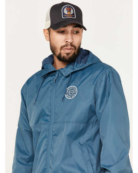Image #2 - Brixton Men's Claxton Crest Logo Graphic Hooded Zip Jacket, Bright Blue, hi-res