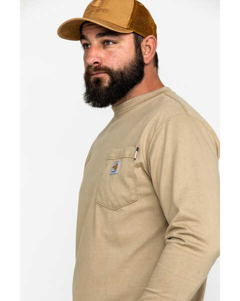 Image #5 - Carhartt Men's Flame Resistant Force Long Sleeve Work T-Shirt , Beige/khaki, hi-res