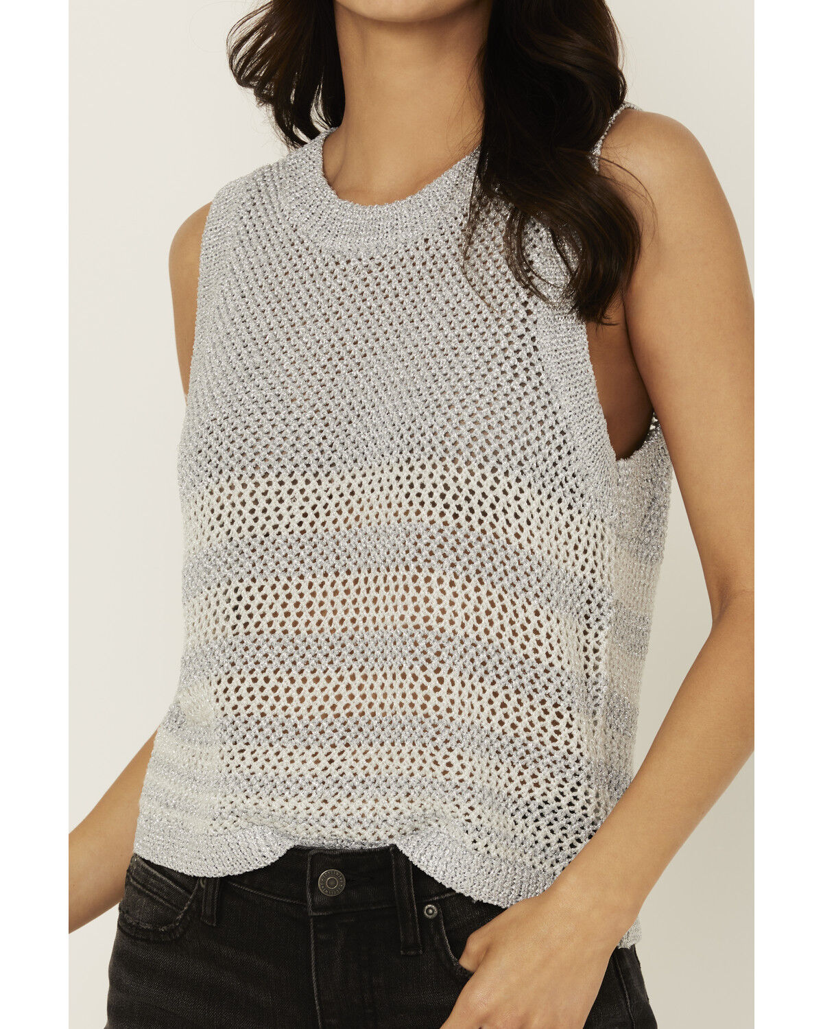 Image #3 - Sadie & Sage Women's Striped Sweater Tank, Grey, hi-res