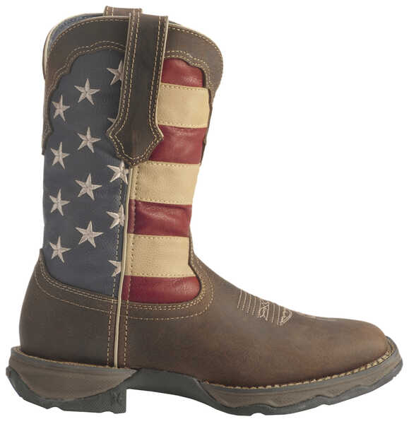 Image #2 - Durango Lady Rebel American Flag Western Performance Boots - Broad Square Toe, Brown, hi-res