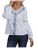 Image #1 - Roper Women's Floral Embroidered Long Sleeve Top, White, hi-res