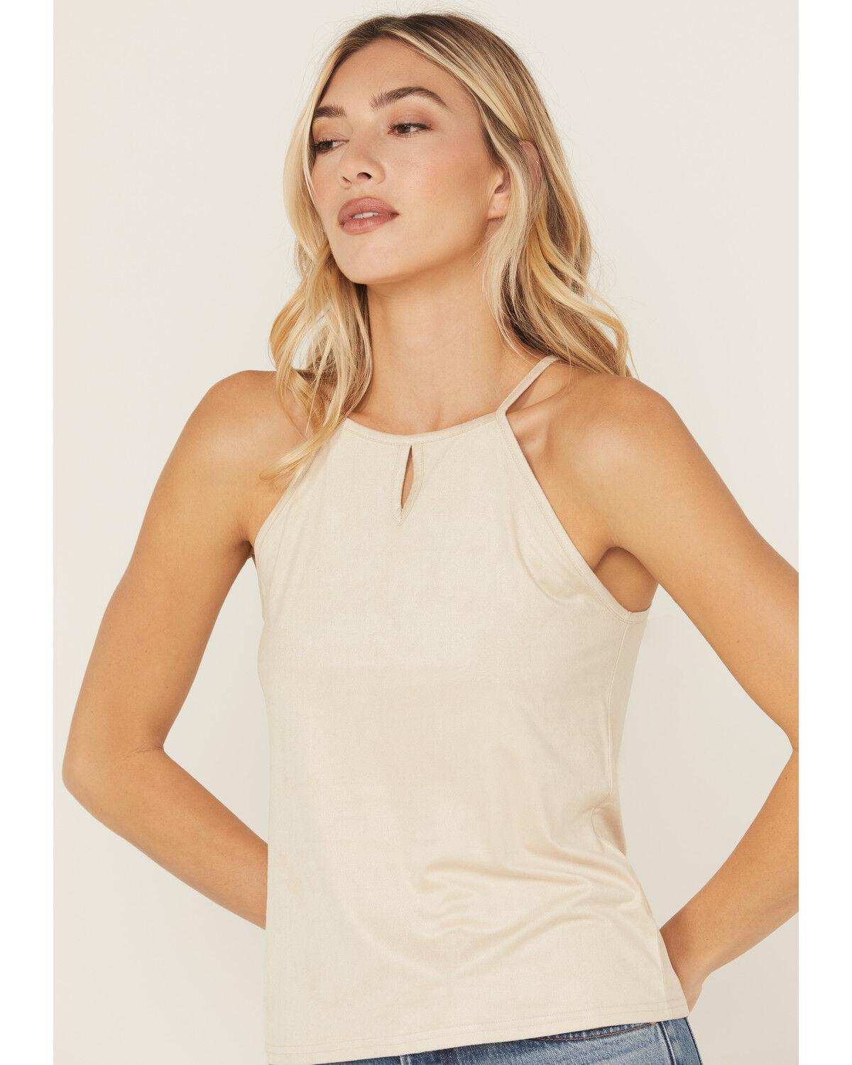 Image #2 - Shyanne Women's Faux Suede Halter Tank, Natural, hi-res