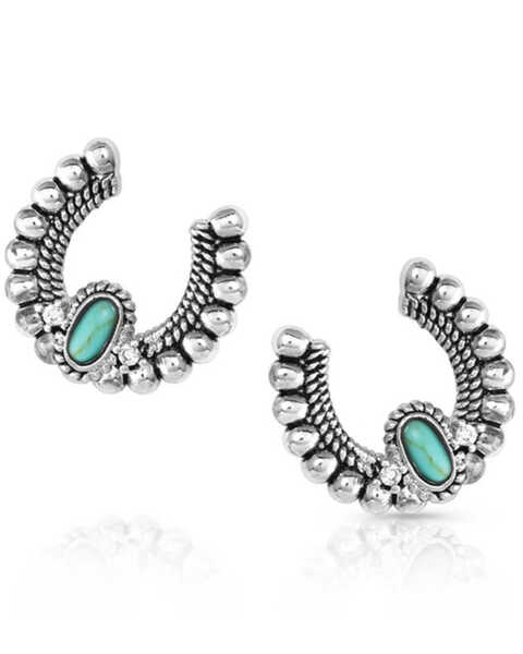 Montana Silversmiths Women's Lucky Roads Turquoise Earrings, Silver, hi-res
