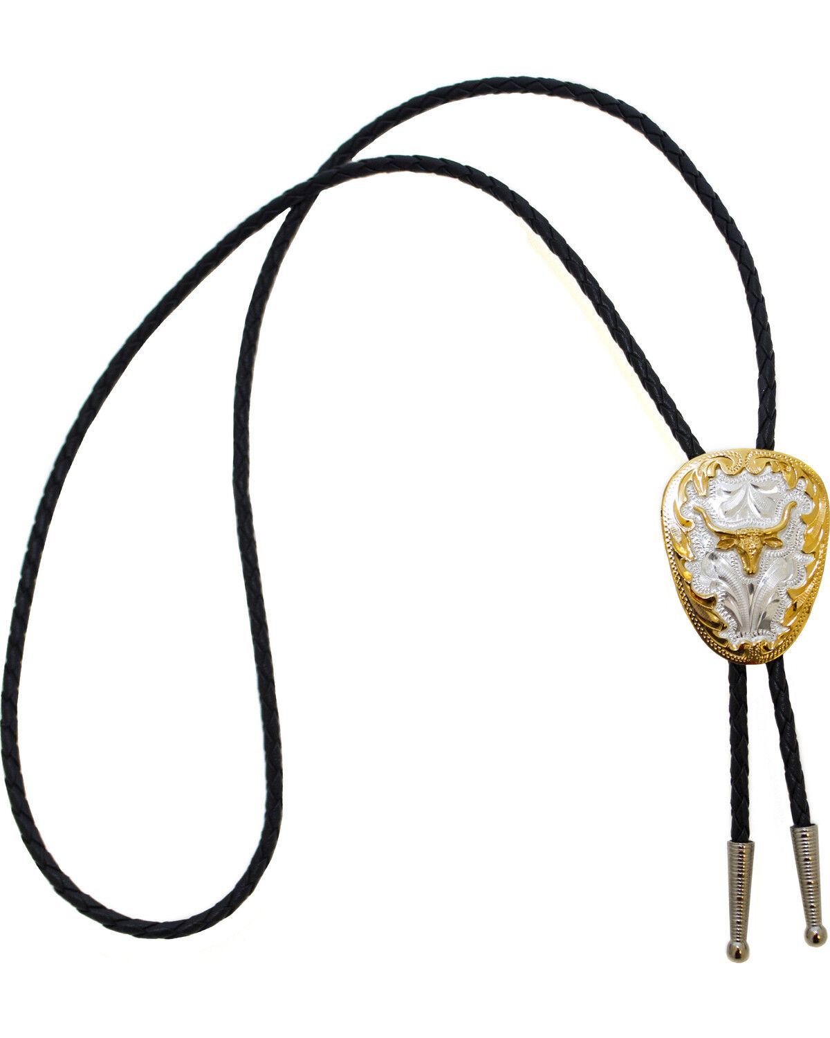 Image #2 - Western Express Men's German Silver Longhorn Bolo Tie, Silver, hi-res