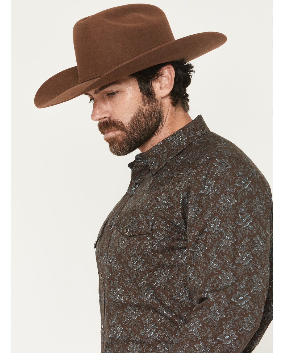 Image #2 - Gibson Trading Co Men's Groovin Floral Print Long Sleeve Snap Western Shirt - Big, Dark Brown, hi-res
