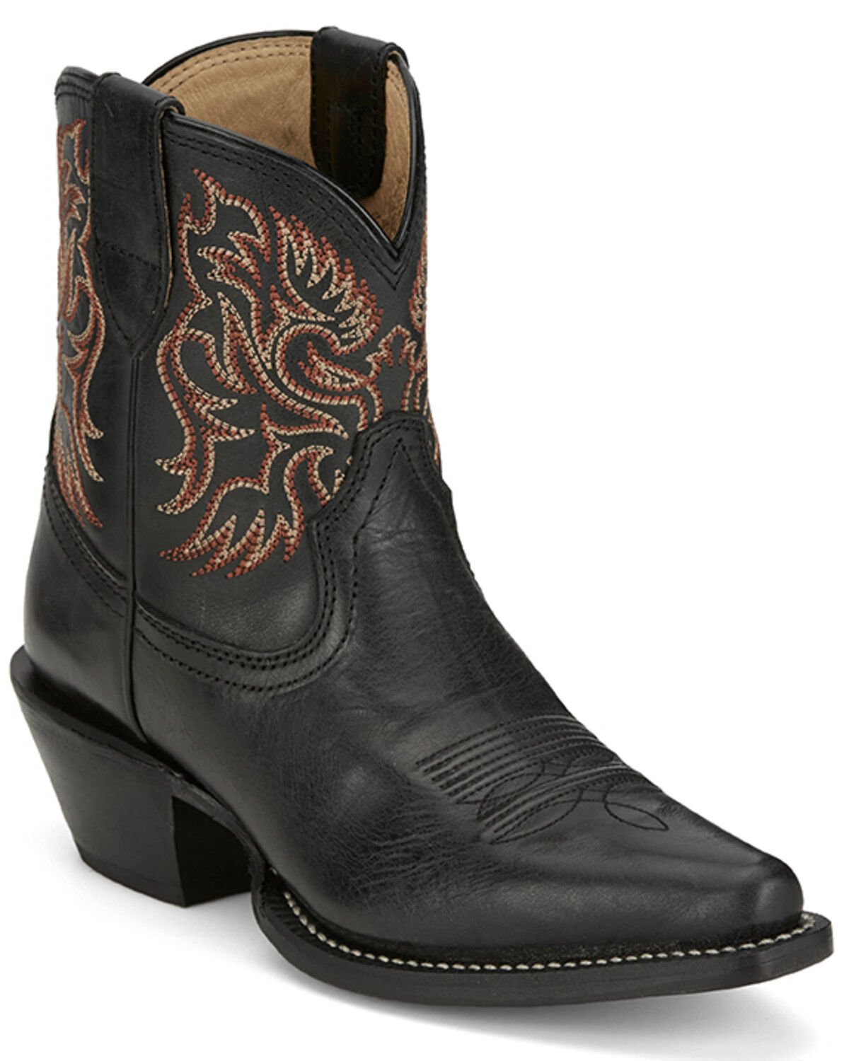 Image #1 - Justin Vintage Women's Isabella Western Booties - Snip Toe, Black, hi-res