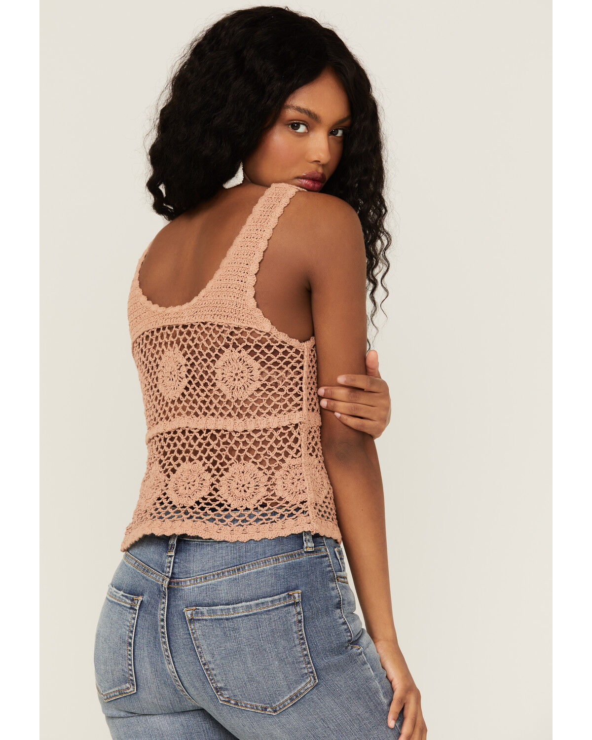 Image #4 - Saints & Hearts Women's Crochet Pattern Tank, Peach, hi-res