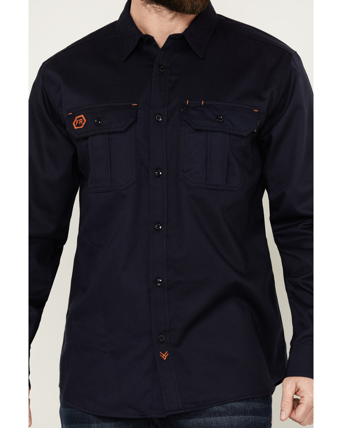 Image #3 - Hawx Men's FR Woven Long Sleeve Button-Down Work Shirt - Tall, Navy, hi-res