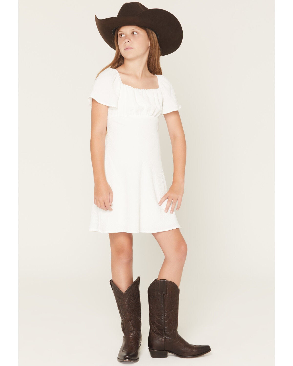 Originality Girls' Emma Tie Back Dress, White, hi-res