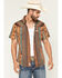 Image #1 - Sendero Provisions Men's Wyatt Southwestern Serape Striped Short Sleeve Snap Western Shirt, Brown, hi-res