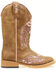 Blazin Roxx Girls' Gracie Wings and Cross Inlay Boots, Brown, hi-res